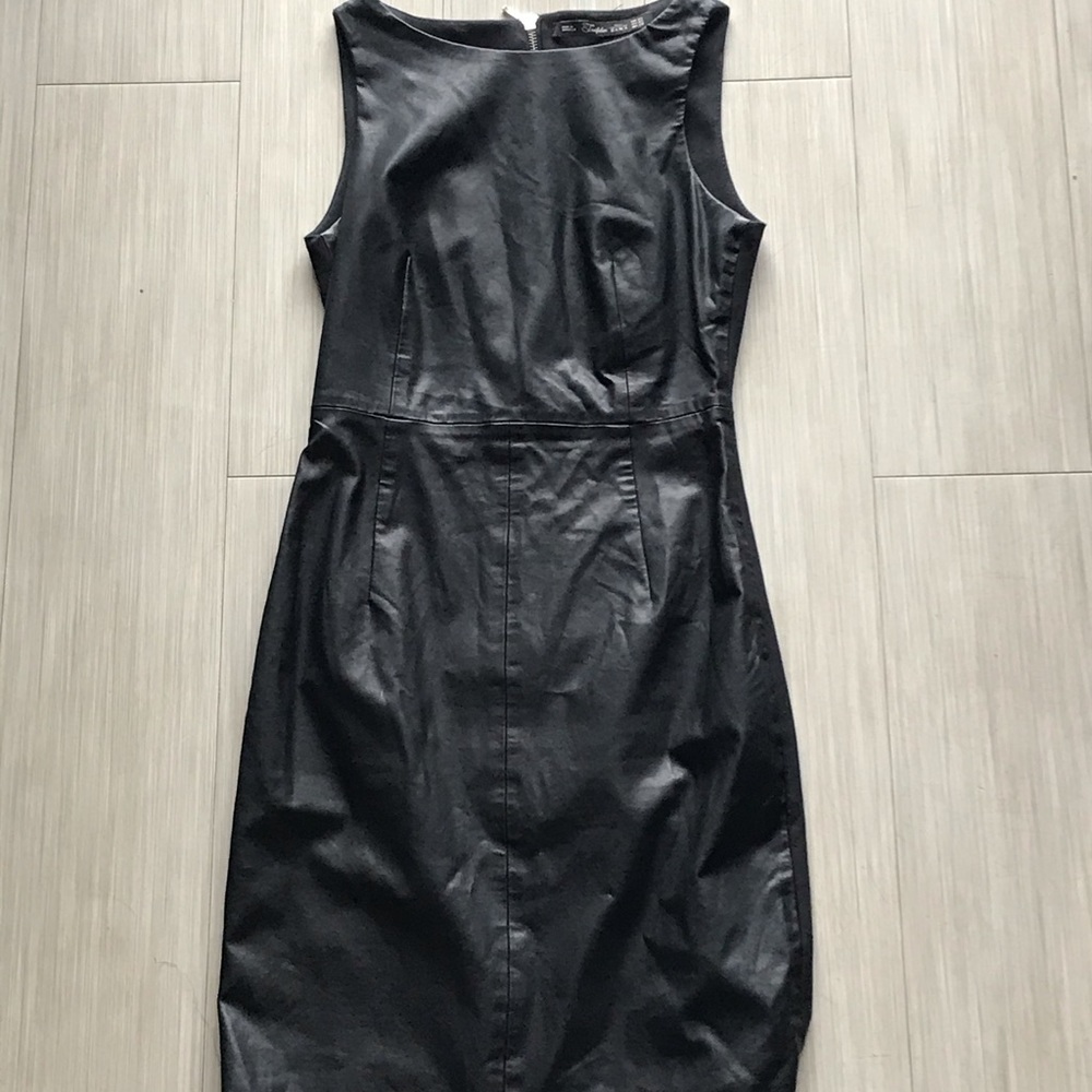 XS ZARA Black Faux Leather Dress